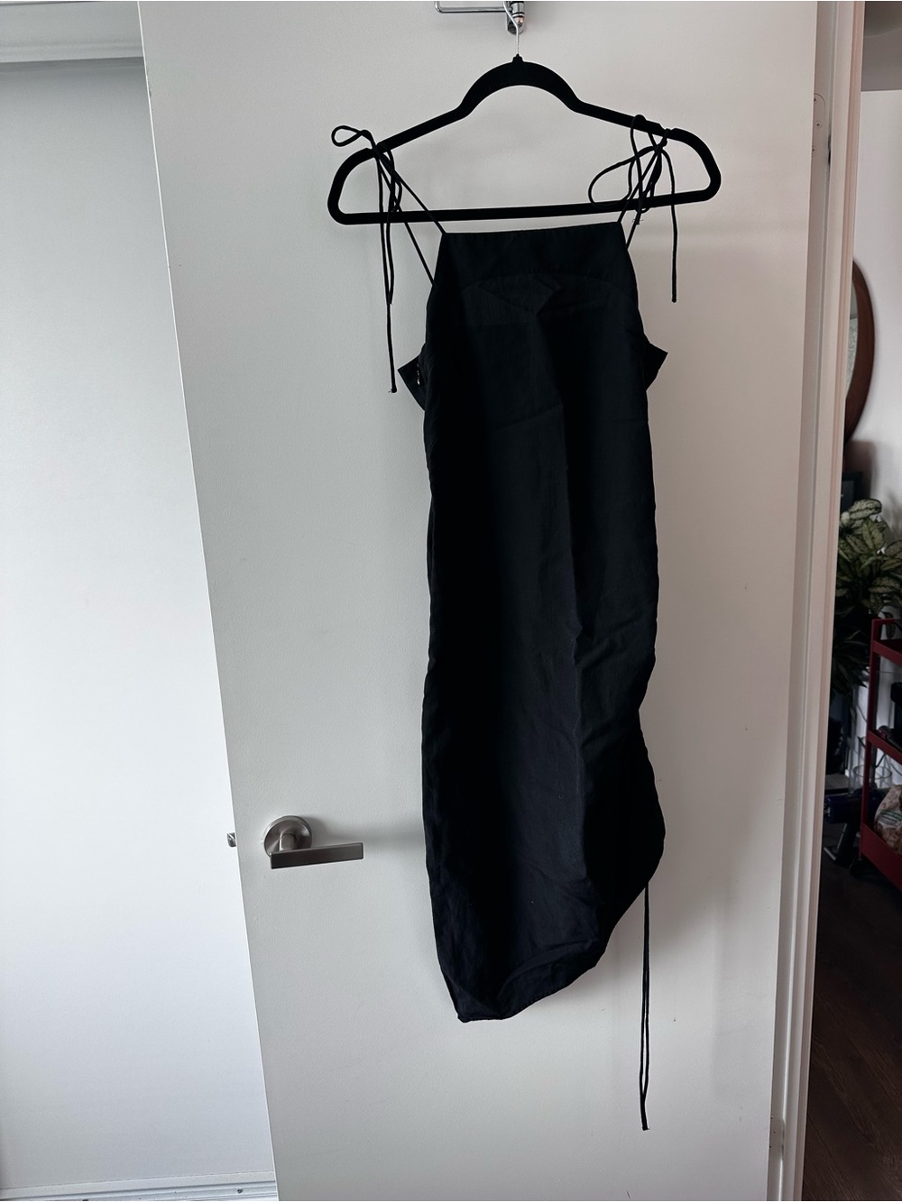 H&M Black Asymmetrical Tie-Strap Slip Dress